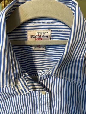 J. Crew Blue and White Striped Collared Button Shirt